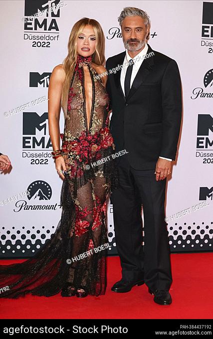 Rita Ora and Taika Waititi attend the 2022 MTV EMAs, Europe Music Awards, at PSD Bank Dome in Dusseldorf, Germany, on 13 November 2022