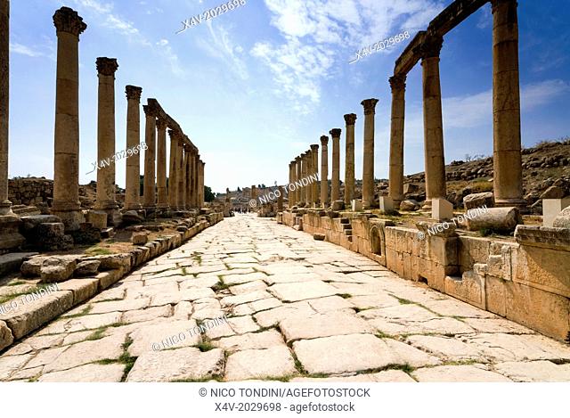 The Cardo, North Colonnaded Street, Jerash, Gerasa Roman Decapolis City, Jordan, Middle East