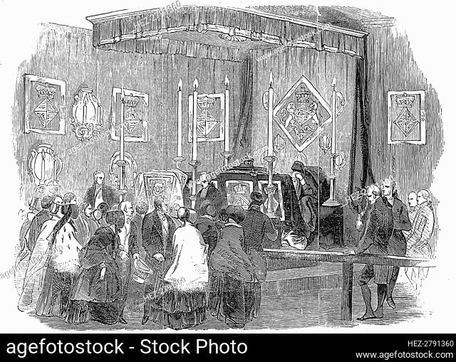 Ceremony of lying in state at the Ranger's House, on Monday last, December 1844. Creator: Unknown