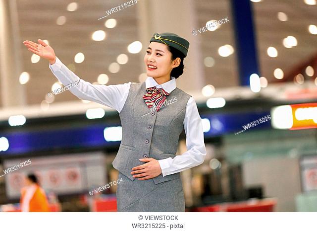 Young female flight attendants