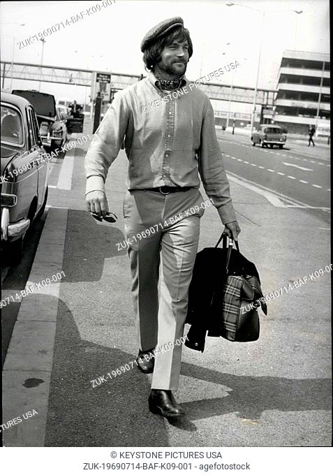 Jul. 14, 1969 - Franco Nero arrives to star in new film.: Italian actor Franco Nero who is to have the starring role of the gypsy in the new Dimitri De Grunwald...