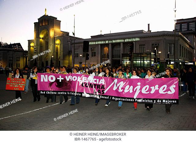 Women demonstrating against violence, Concepción, Chile, South America