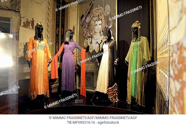 The snakes inspired jewerly, design and art organized by Bulgari, clothes worn by Elisabeth Taylor in 'Cleopatra' movie, Palazzo Braschi, Rome, ITALY-09-03-2016