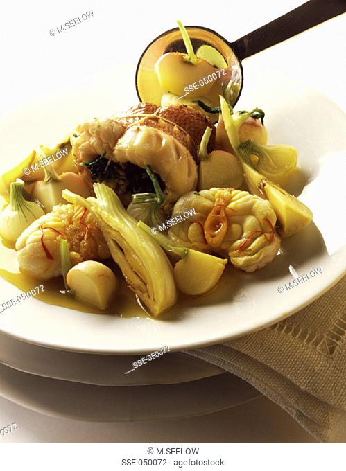 Monkfish with fennel and turnips