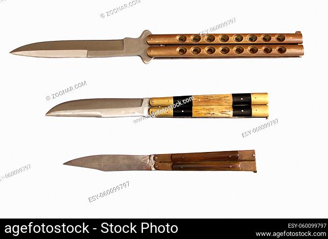 Butterfly Knives from Philipines on white background