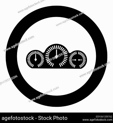 Dashboard car panel speed display with gauge icon in circle round black color vector illustration image solid outline style simple