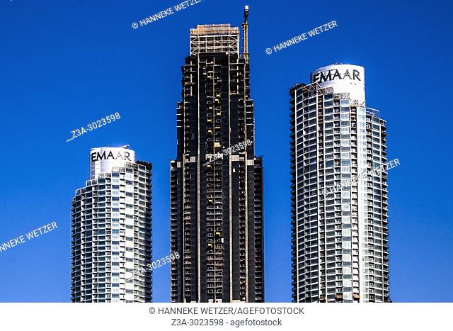 Construction site of the Emaar Properties supertall skyscrapers in Dubai