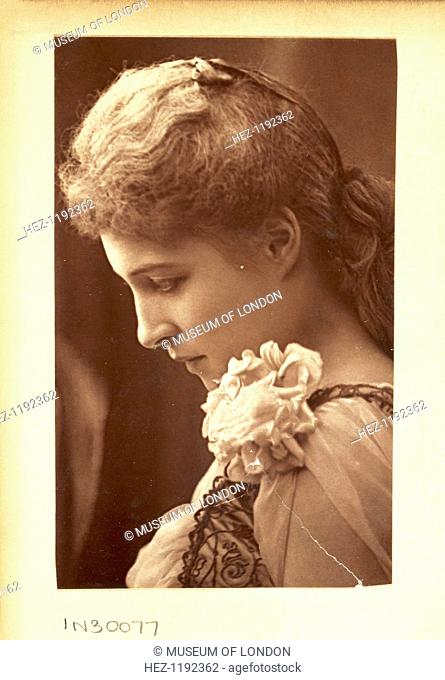 Lillie Langtry in 'Peril', c1885. Profile portrait of the actress in the role of Lady Ormonde in 'Peril', at the Prince of Wales Theatre, London