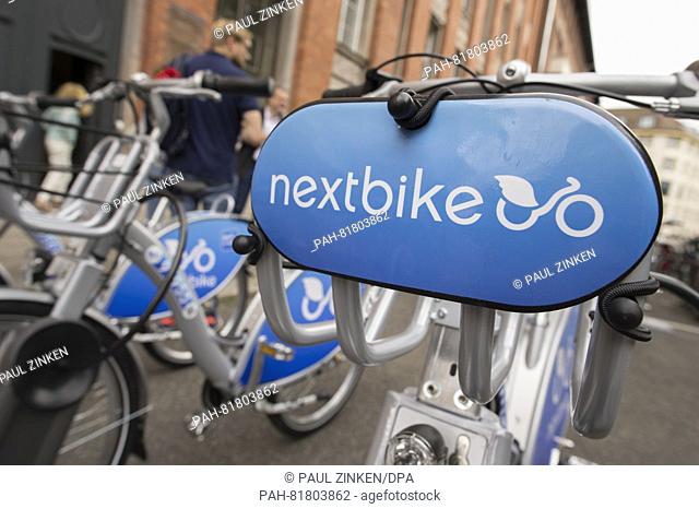 'nextbike' is written on a rentable bike in Berlin, Germany, 5 July 2016. The company 'nextbike' from Leipzig is the new provider of rentable bikes in Berlin
