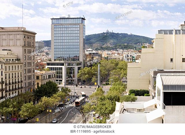 Passeig de Gracia viewed from the roof of the Casa Mila or La Pedrera, Unesco World Heritage Site, Eixample District, Barcelona, Catalonia, Spain