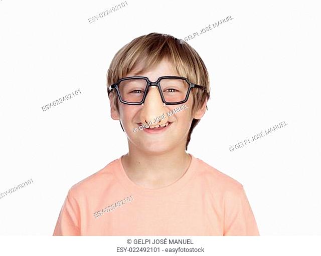 Funny boy with glasses disguise
