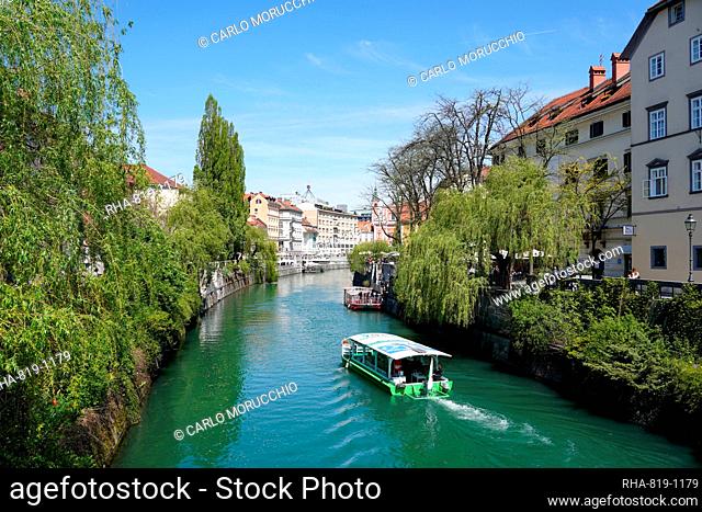Ljubljanica River, downtown Ljubljana, Slovenia, Europe