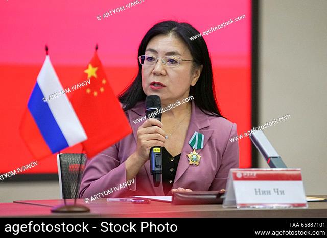 CHINA, BEIJING - DECEMBER 19, 2023: Professor Ning Qi, Peking University Vice-President and Chinese Association of Teachers of Russian Language and Literature...