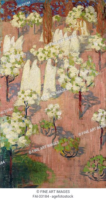 Virginal Spring (Flowering Apple Trees) by Denis, Maurice (1870-1943)/Oil on canvas/Fauvism/1894/France/Kunsthaus Zürich/57, 2x32, 5/Landscape, Genre, Mythology