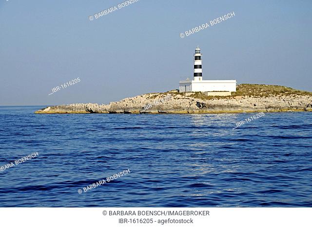 Lighthouse, small island between Ibiza and Formentera, Pityuses, Balearic Islands, Spain, Europe