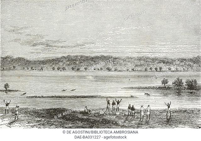 The Lualaba river, Congo, engraving from the English edition of Journey across Africa, from Zanzibar to Benguela, 1872-1876