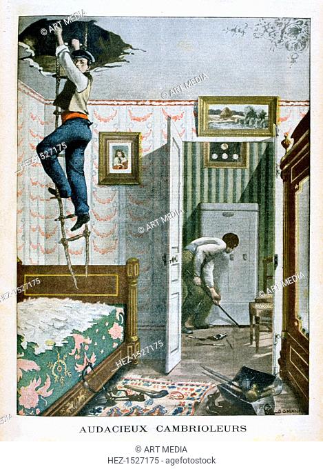 Audacious burglars, 1901. Illustration published in Le Petit Journal, 27th October 1901