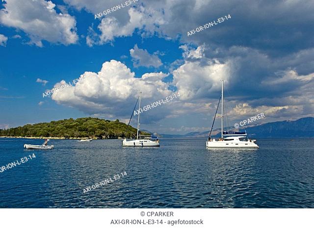 Yachts on Ioninan Sea, Lefkas, Ionian Islands, Greece