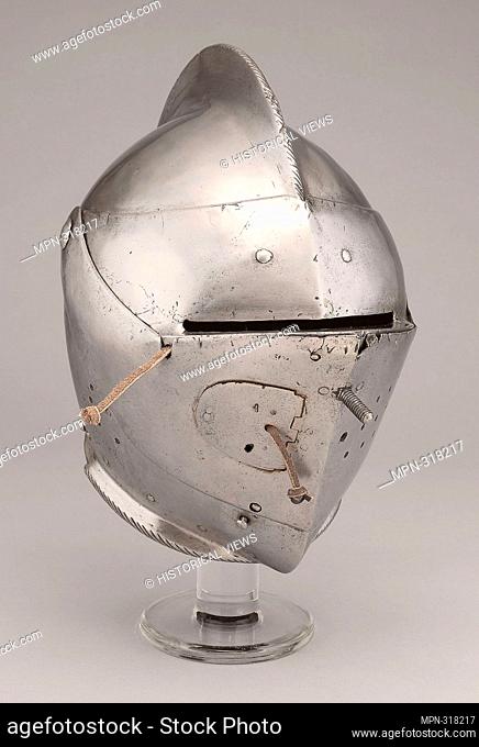 Close Helmet for the Joust and Tourney - About 1590 - South German; probably Augsburg. Steel and leather. 1580 - 1600