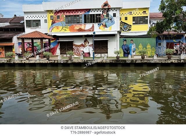 Street art along the Melaka River, Malacca, Malaysia