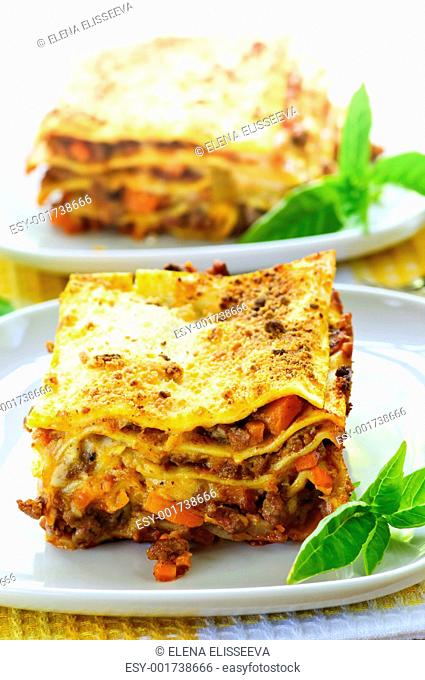 Plates of lasagna