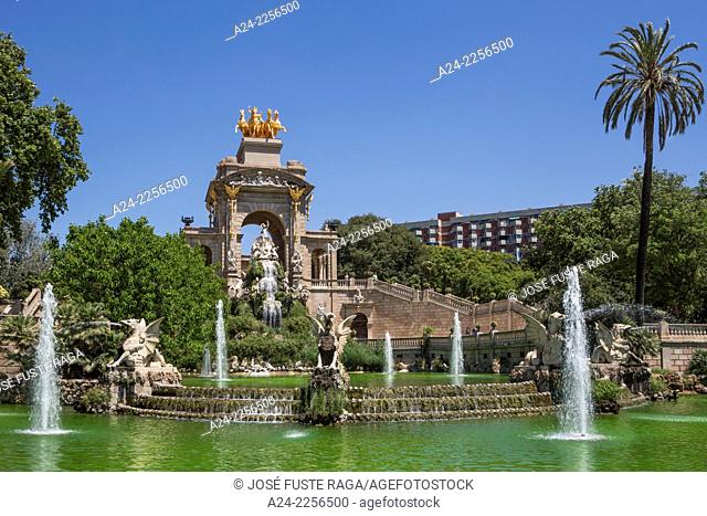Spain , Catalunya, Barcelona City , La Ciutadella Park, La Cascada (the waterfall)