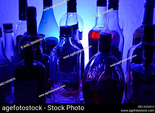 Variation of liqueur bottles