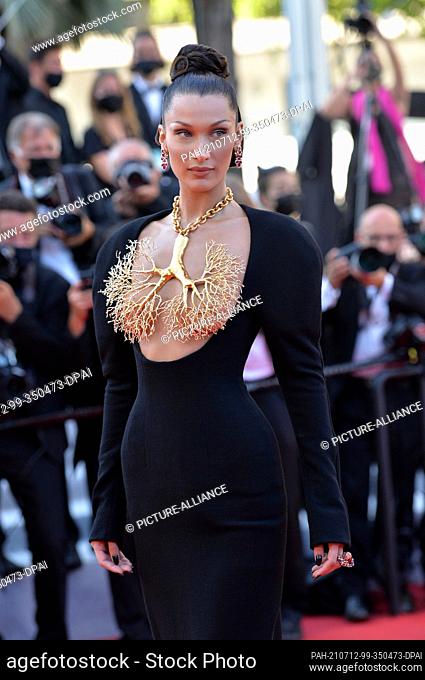 11 July 2021, France, Cannes: Model Bella Hadid attends the screening of the film ""Tre Piani"" during the 74th Annual Cannes Film Festival at Palais des...