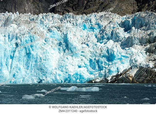 View of the glacier face of the LeConte Glacier, a tidal glacier in LeConte Bay, Tongass National Forest, Southeast Alaska, USA