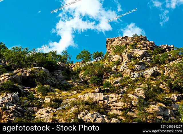 Cliff in Canyon of Mountain River near Split, Croatia