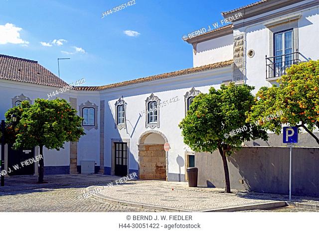 Administrative building, orange trees, Faro Portugal
