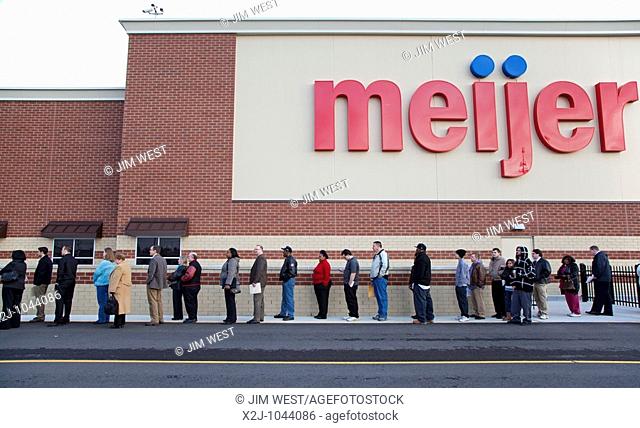 Rochester Hills, Michigan - Unemployed residents of the Detroit area lined up to apply for 200 jobs at a new Meijer store