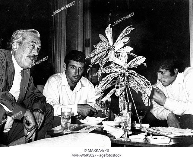 john huston, ehud e assi dayan, roma, 12 ottobre 1968