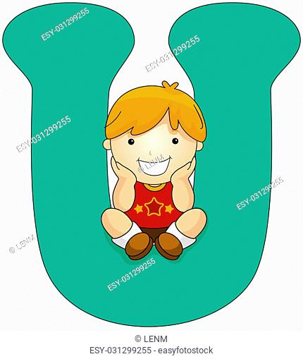 Illustration of a Little Boy Sitting on a Letter U, Stock Photo, Picture  And Low Budget Royalty Free Image. Pic. ESY-031299255 | agefotostock