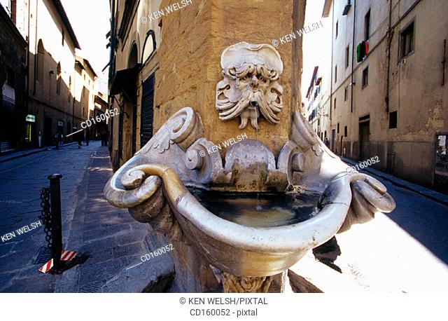 Fountain in Piazza de Frescobaldi. Florence. Italy