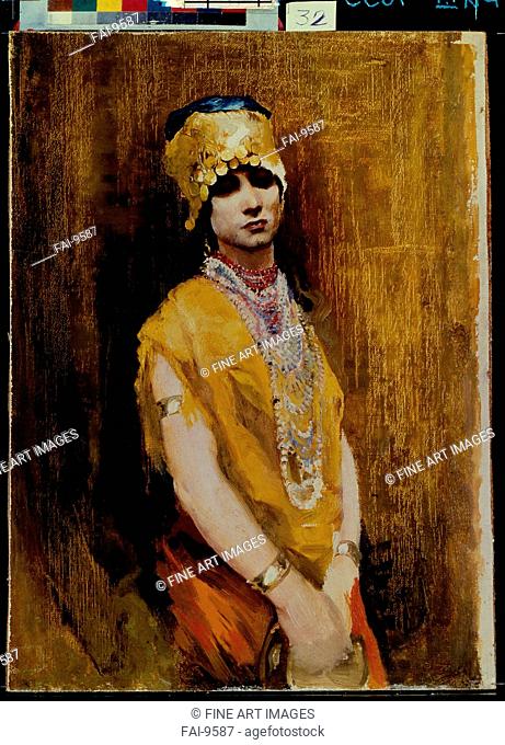 A dancer. Ryabushkin, Andrei Petrovich (1861-1904). Oil on canvas. History painting. End of 19th cen. . Russia. State Uzbekistan Art Museum, Tashkent