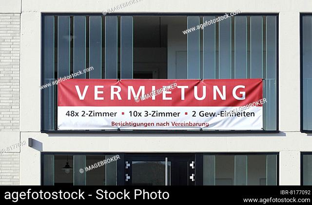 Housing shortage, new construction, sign renting on a window, Germany, Europe