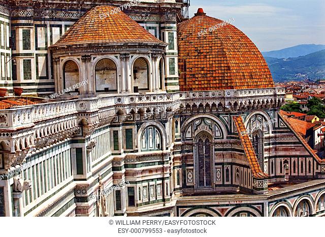 Duomo Basilica Cathedral Church from Giotto's Bell Tower Florence Italy Countryside in Background