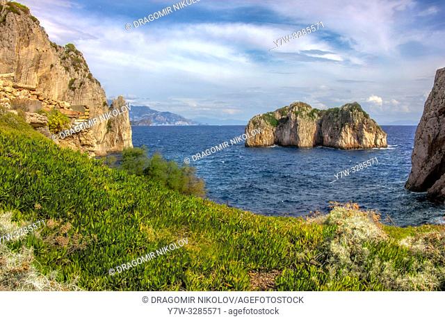 Capri island in a beautiful summer day in Italy