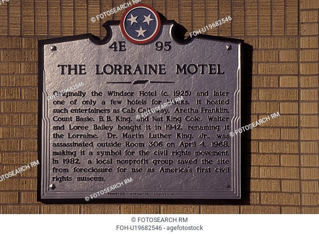 Memphis, TN, Tennessee, The Lorraine Motel at the National Civil Rights Museum, assassination of Martin Luther King, Jr plaque