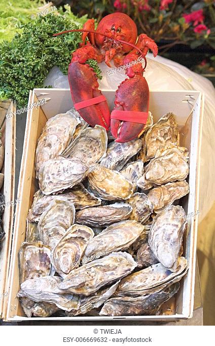 Belgian seafood restaurant in Brussels - seafood on display