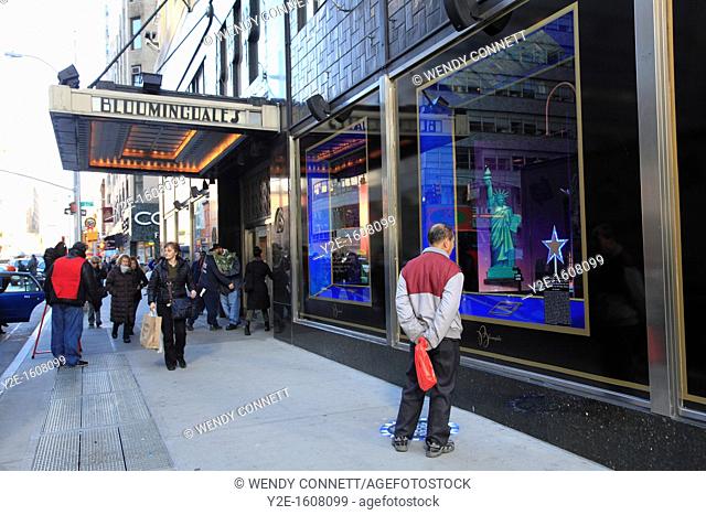 Windows of Bloomingdales department store decorated for Christmas season, Lexington Avenue, Manhattan, New York City, USA