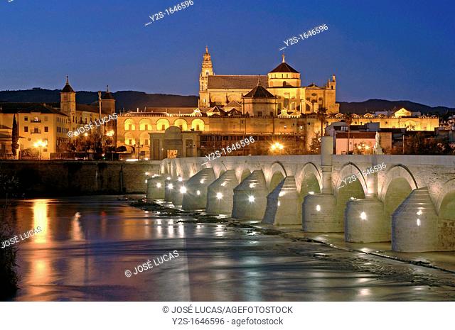 Guadalquivir river, Roman bridge and Arab mosque, Cordoba, Spain