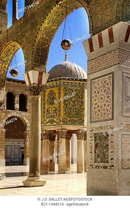Syria-Damascus- The Umayyad Mosque, also known as the Grand Mosque of Damascus Arabic:    , transl  Gam' Bani 'Umayyah al-Kabir