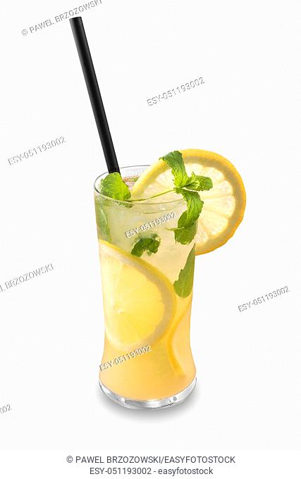 Yellow drink isolated on white background. For fast food restaurant design or fast food menu