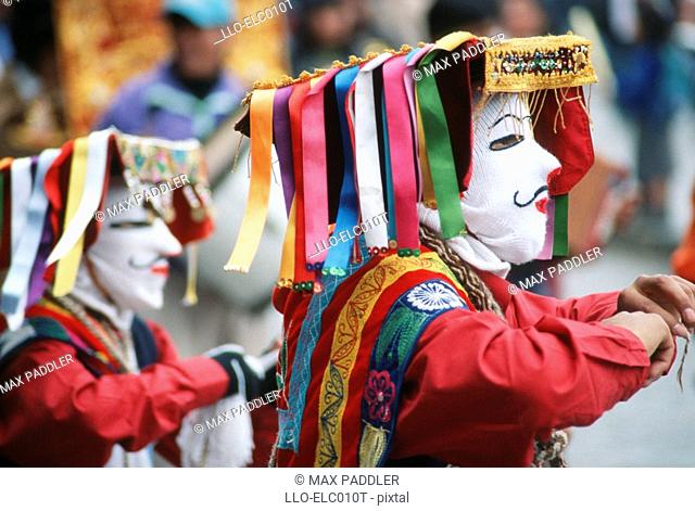 Colourful Carnival Costumes in a Parade  Cusco, Peru, South America