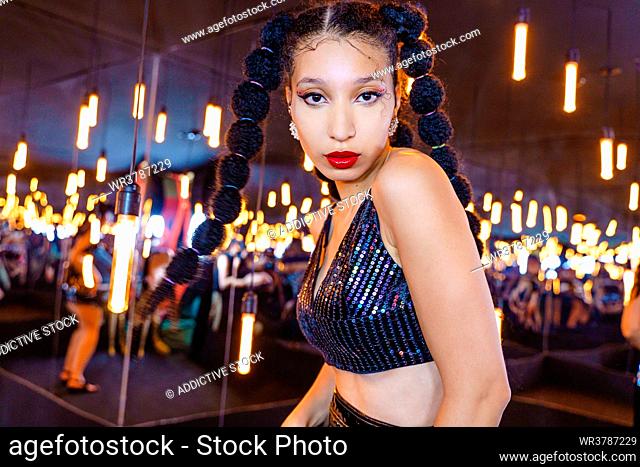young woman, nightlife, style, portrait