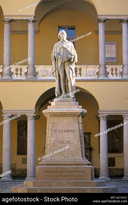 university court/volta statue, pavia, italy