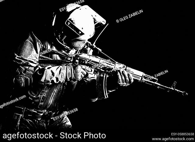 Hard light image of russian special forces operator