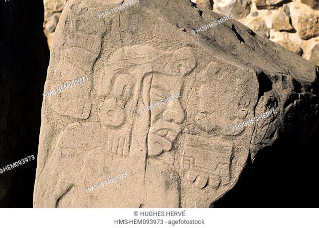 Mexico, state of Oaxaca, a zapothec stele of Monte Alban pre colombian site